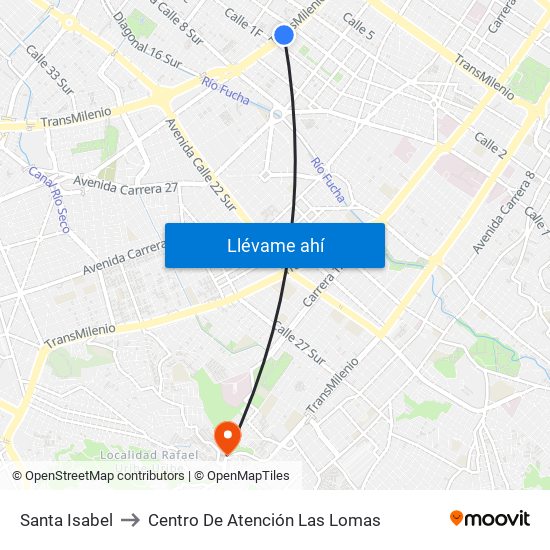 Santa Isabel to Centro De Atención Las Lomas map