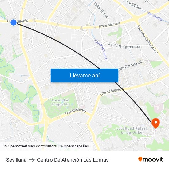 Sevillana to Centro De Atención Las Lomas map