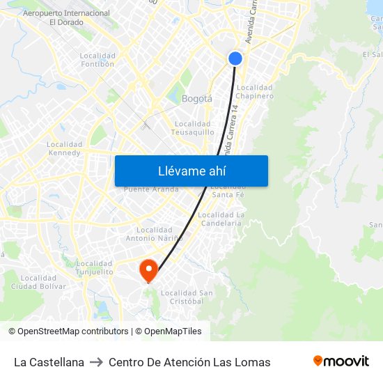 La Castellana to Centro De Atención Las Lomas map