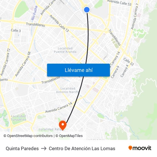 Quinta Paredes to Centro De Atención Las Lomas map