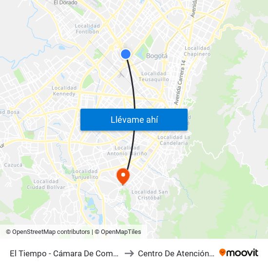 El Tiempo - Cámara De Comercio De Bogotá to Centro De Atención Las Lomas map