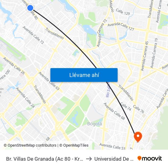 Br. Villas De Granada (Ac 80 - Kr 112 Bis) (A) to Universidad De La Salle map