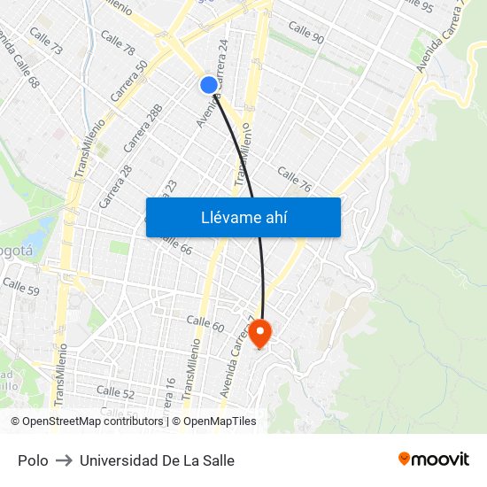 Polo to Universidad De La Salle map