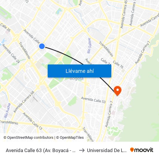 Avenida Calle 63 (Av. Boyacá - Ac 63) (B) to Universidad De La Salle map