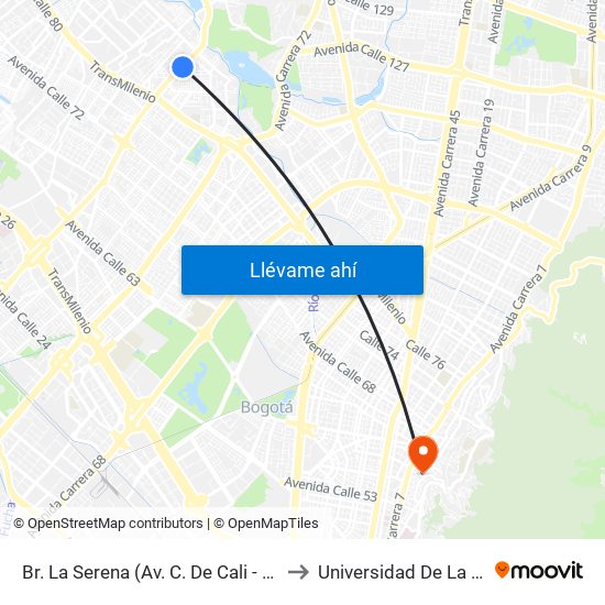 Br. La Serena (Av. C. De Cali - Ac 90) to Universidad De La Salle map