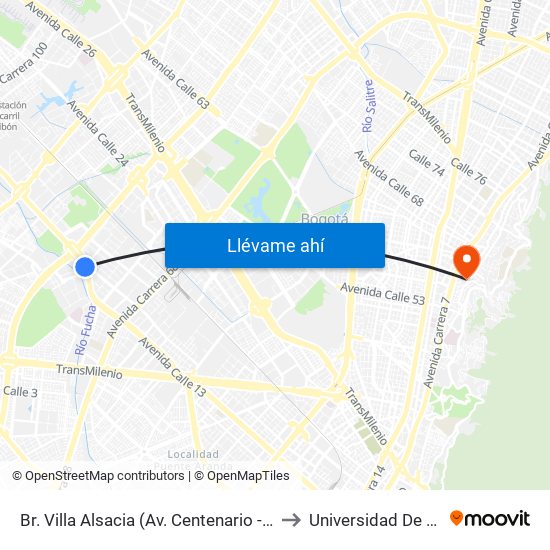 Br. Villa Alsacia (Av. Centenario - Av. Boyacá) to Universidad De La Salle map