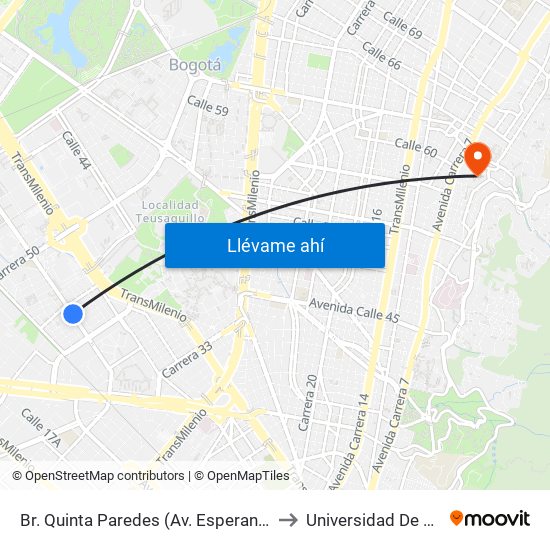 Br. Quinta Paredes (Av. Esperanza - Kr 44a) to Universidad De La Salle map