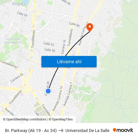 Br. Parkway (Ak 19 - Ac 34) to Universidad De La Salle map