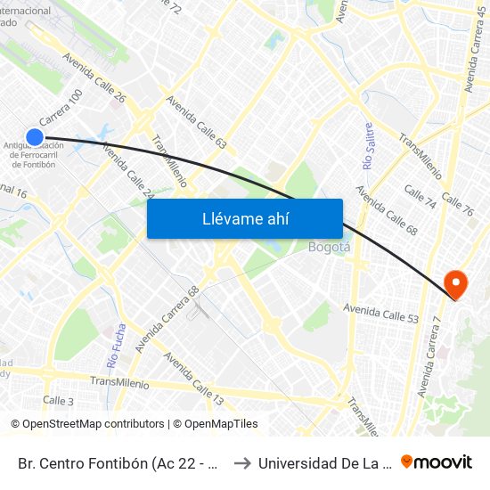 Br. Centro Fontibón (Ac 22 - Kr 97b) to Universidad De La Salle map