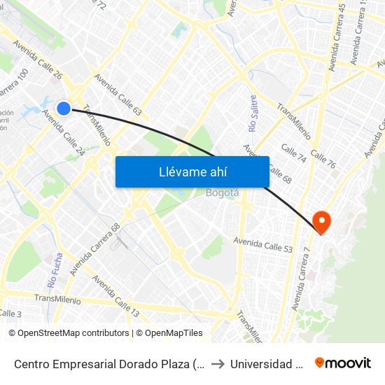 Centro Empresarial Dorado Plaza (Av. C. De Cali - Cl 25b) to Universidad De La Salle map