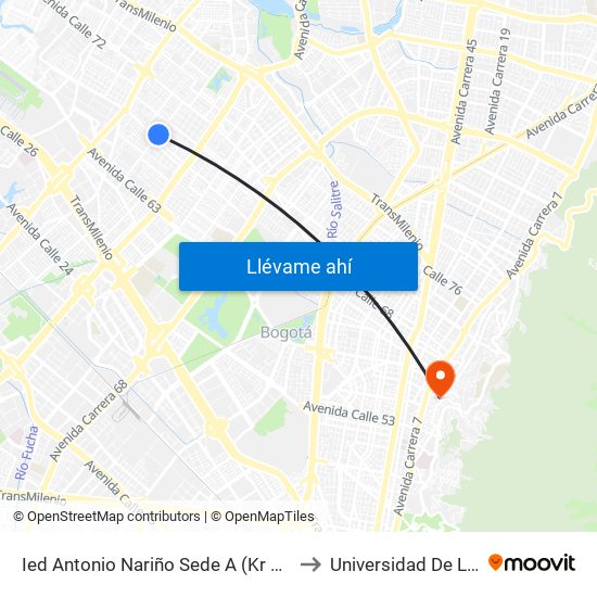 Ied Antonio Nariño Sede A (Kr 77a - Cl 67) to Universidad De La Salle map