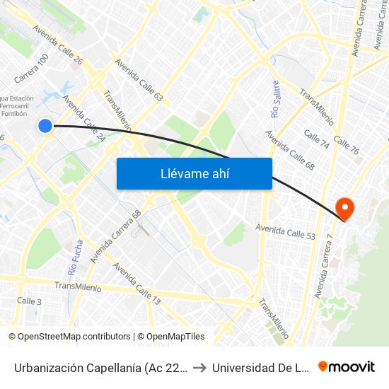 Urbanización Capellanía (Ac 22 - Kr 87c) to Universidad De La Salle map