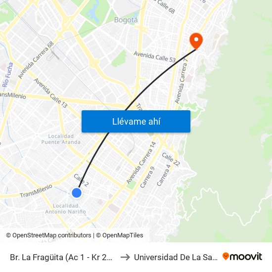 Br. La Fragüita (Ac 1 - Kr 25a) to Universidad De La Salle map