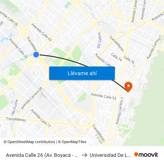 Avenida Calle 26 (Av. Boyacá - Ac 26) (A) to Universidad De La Salle map