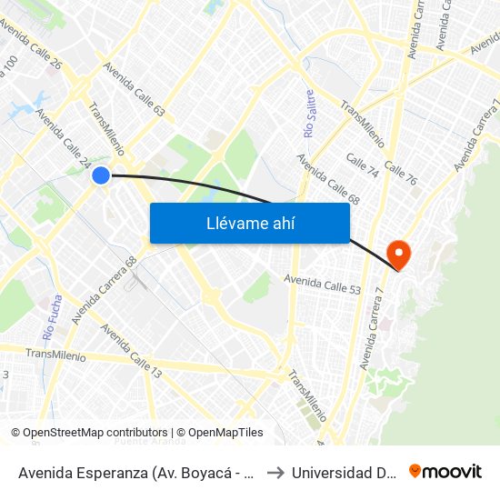 Avenida Esperanza (Av. Boyacá - Av. Esperanza) (A) to Universidad De La Salle map
