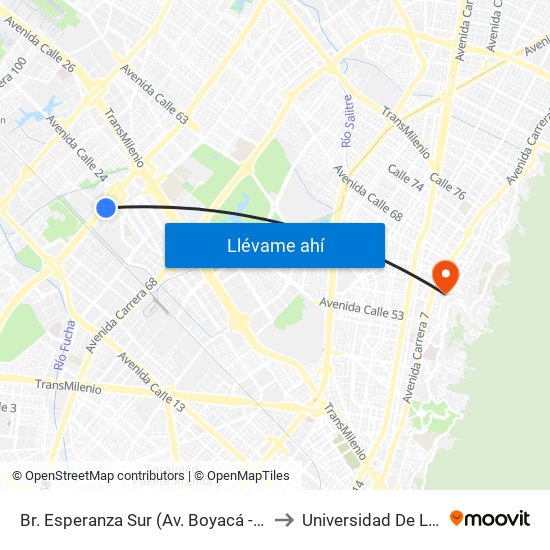 Br. Esperanza Sur (Av. Boyacá - Cl 23) (A) to Universidad De La Salle map