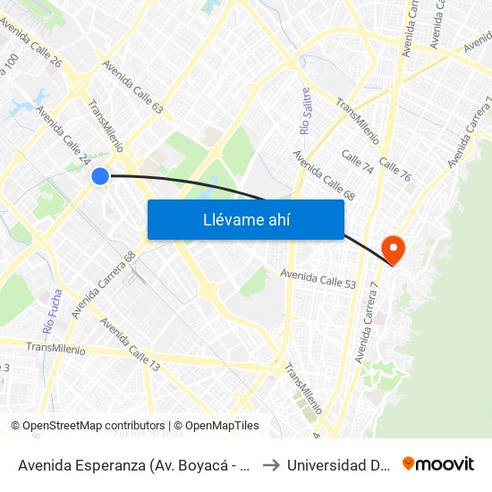 Avenida Esperanza (Av. Boyacá - Av. Esperanza) (A) to Universidad De La Salle map
