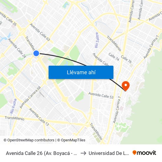 Avenida Calle 26 (Av. Boyacá - Ac 26) (A) to Universidad De La Salle map