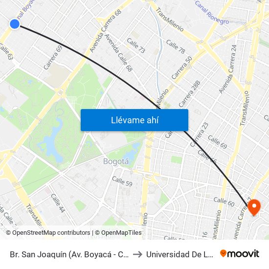 Br. San Joaquín (Av. Boyacá - Cl 64f) (A) to Universidad De La Salle map