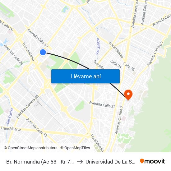 Br. Normandía (Ac 53 - Kr 71c) to Universidad De La Salle map