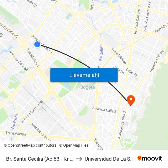 Br. Santa Cecilia (Ac 53 - Kr 78) to Universidad De La Salle map