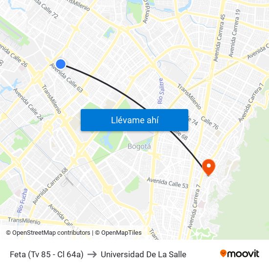 Feta (Tv 85 - Cl 64a) to Universidad De La Salle map