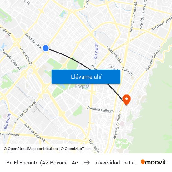 Br. El Encanto (Av. Boyacá - Ac 63) (A) to Universidad De La Salle map