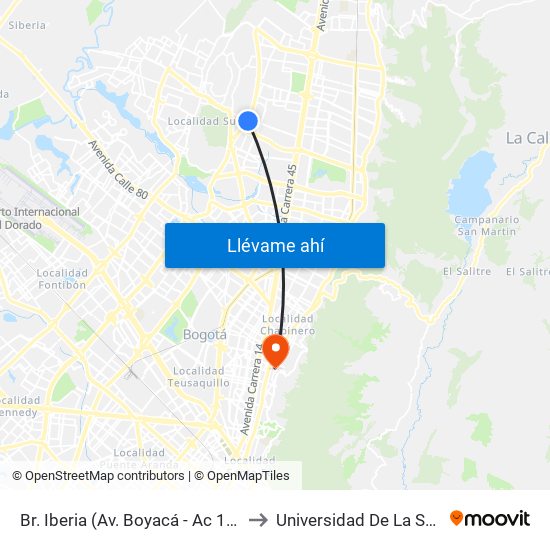 Br. Iberia (Av. Boyacá - Ac 138) to Universidad De La Salle map