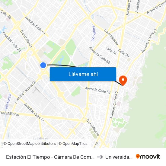 Estación El Tiempo - Cámara De Comercio De Bogotá (Ac 26 - Kr 68b Bis) to Universidad De La Salle map