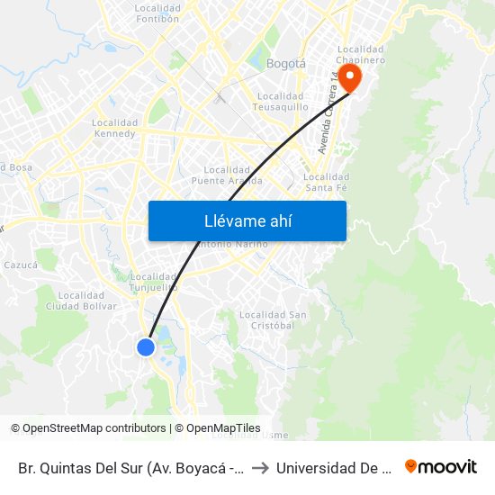 Br. Quintas Del Sur (Av. Boyacá - Cl 70b Sur) to Universidad De La Salle map
