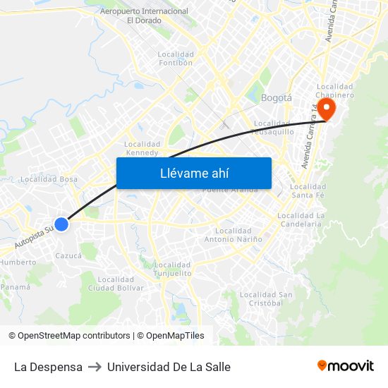 La Despensa to Universidad De La Salle map