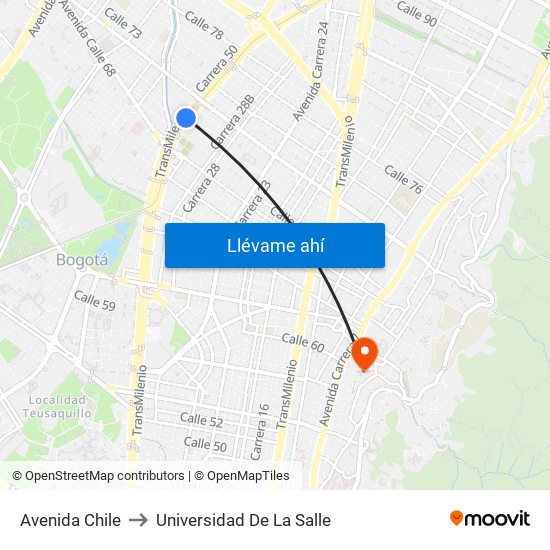 Avenida Chile to Universidad De La Salle map