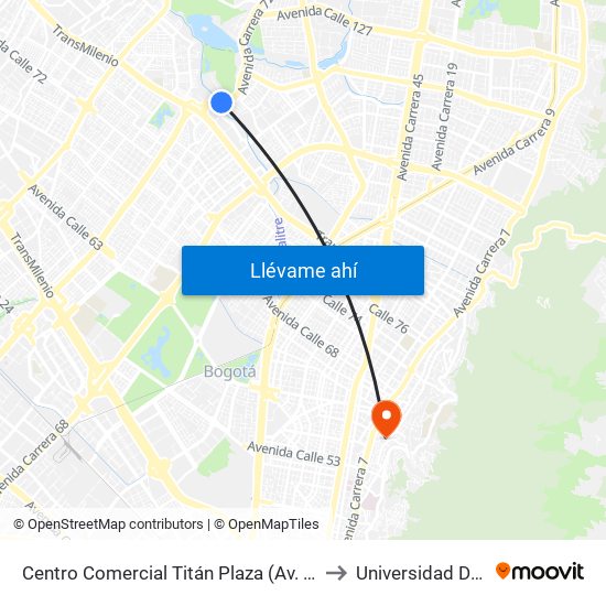 Centro Comercial Titán Plaza (Av. Boyacá - Cl 93) (B) to Universidad De La Salle map