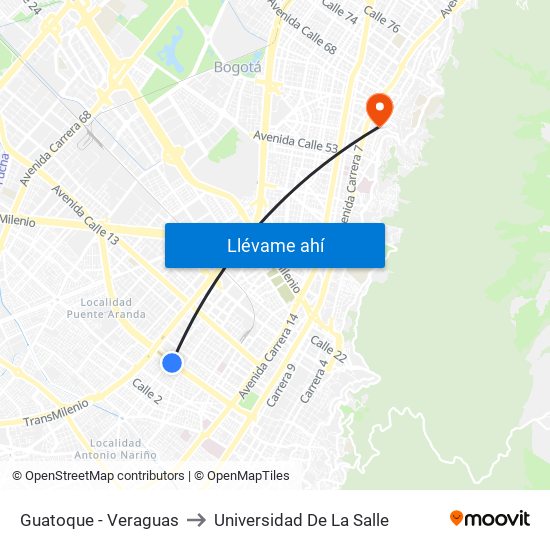 Guatoque - Veraguas to Universidad De La Salle map