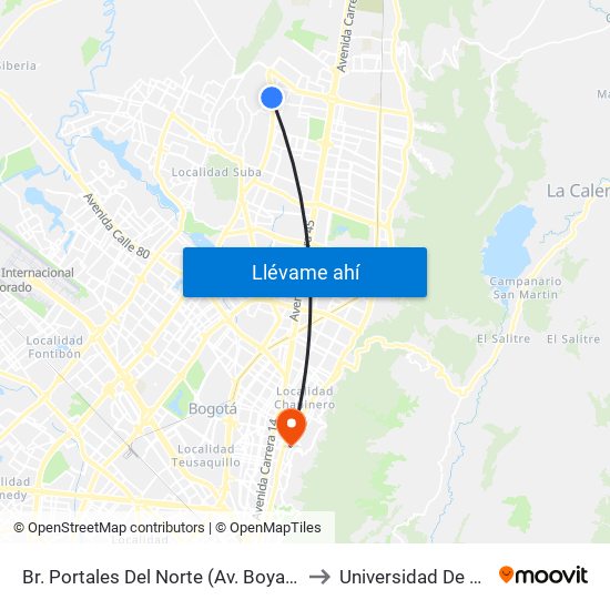 Br. Portales Del Norte (Av. Boyacá - Cl 167) to Universidad De La Salle map
