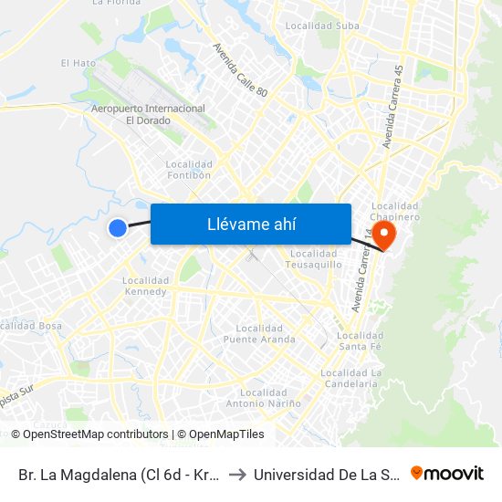 Br. La Magdalena (Cl 6d - Kr 94) to Universidad De La Salle map