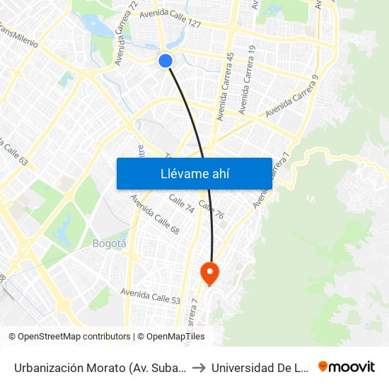 Urbanización Morato (Av. Suba - Cl 115) to Universidad De La Salle map
