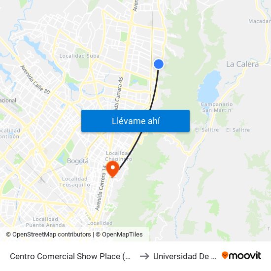 Centro Comercial Show Place (Ac 147 - Ak 7) to Universidad De La Salle map