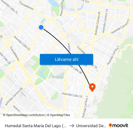 Humedal Santa María Del Lago (Kr 73a - Cl 72a) to Universidad De La Salle map