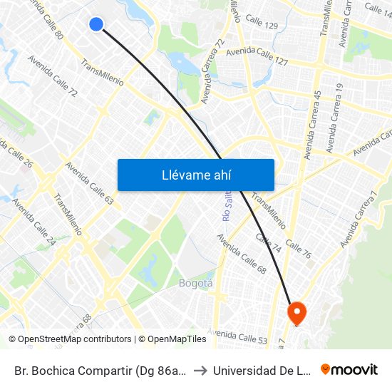 Br. Bochica Compartir (Dg 86a - Kr 101) to Universidad De La Salle map