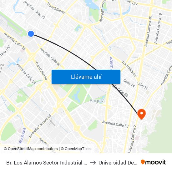 Br. Los Álamos Sector Industrial (Ac 63 - Ak 96) to Universidad De La Salle map