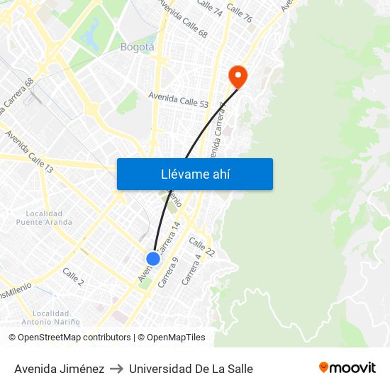 Avenida Jiménez to Universidad De La Salle map