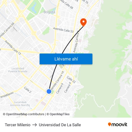 Tercer Milenio to Universidad De La Salle map