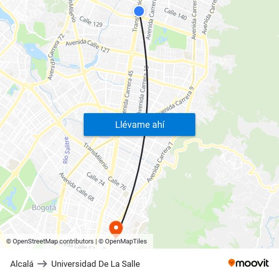 Alcalá to Universidad De La Salle map