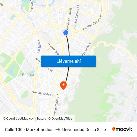 Calle 100 - Marketmedios to Universidad De La Salle map