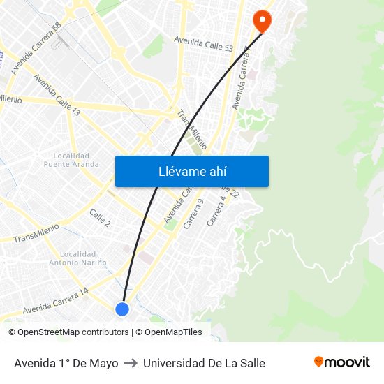 Avenida 1° De Mayo to Universidad De La Salle map