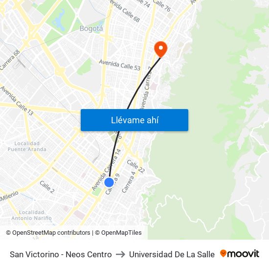 San Victorino - Neos Centro to Universidad De La Salle map