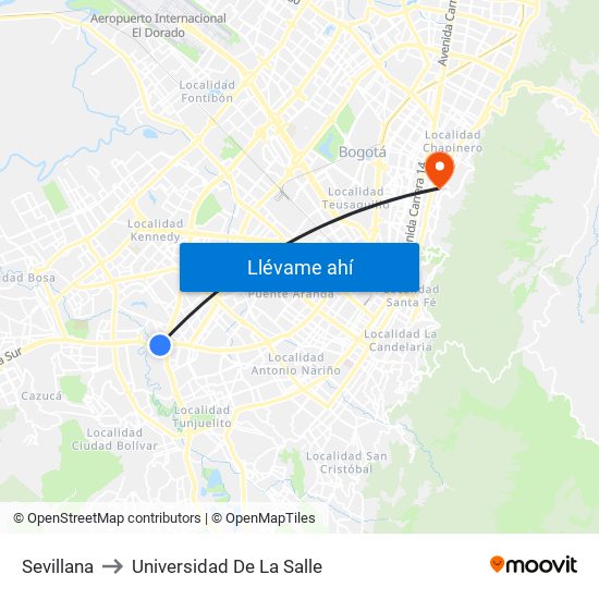 Sevillana to Universidad De La Salle map