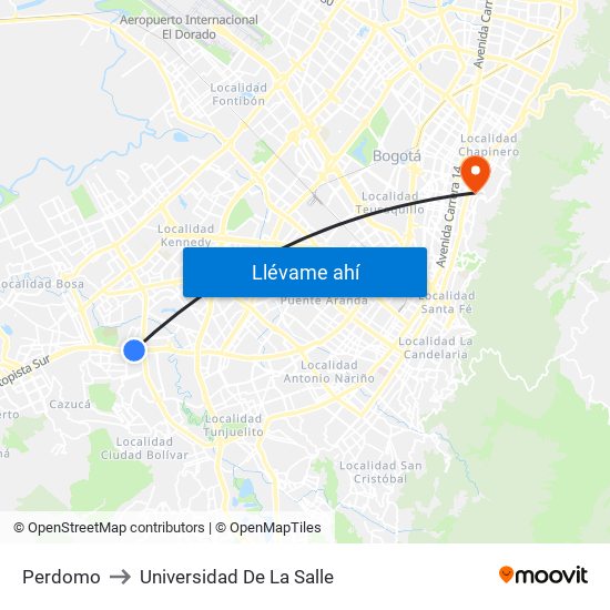 Perdomo to Universidad De La Salle map
