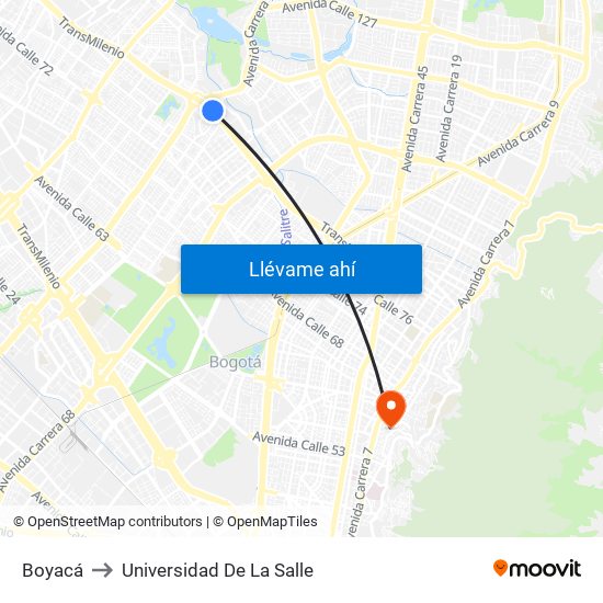 Boyacá to Universidad De La Salle map